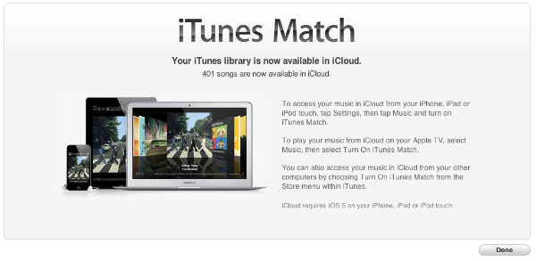 iTune Match Completed. iTunes Match Now Available in the UK