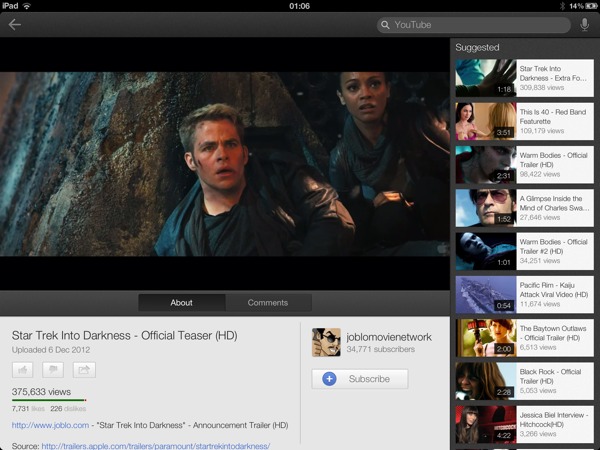 1354842494 YouTube iOS app updated : optimized for iPad ,  iPhone 5, and AirPlay streaming